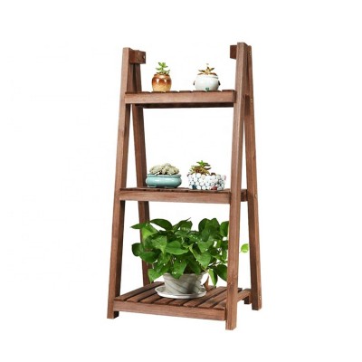 Wooden garden flower plant storage A-frame Triangular display shelves