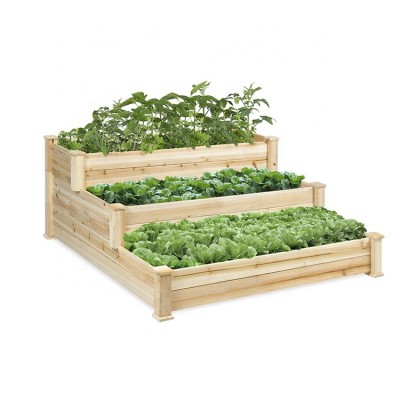 Wooden garden decor flower planter raised elevated bed box kit