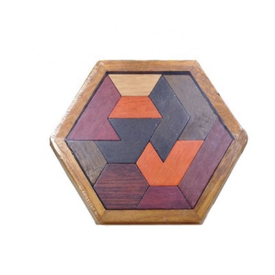 Wooden gift set toy Hexagon construction shape puzzle