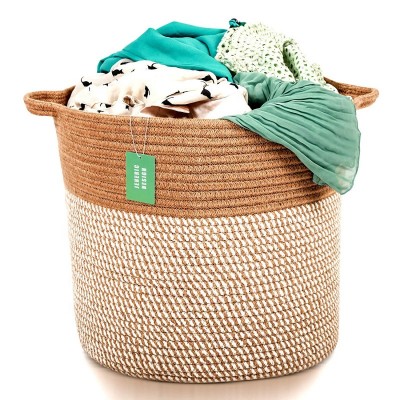 Factory jute striped handwoven laundry basket for dirty Clothes