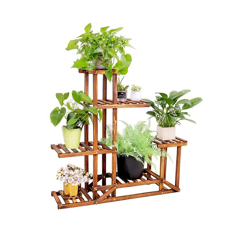 Wooden garden decor flower planter Succulents ladder stander holder