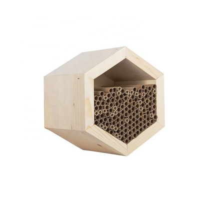 Eco-friendly wood hexagon bee hive house with paper tubes bamboo tube