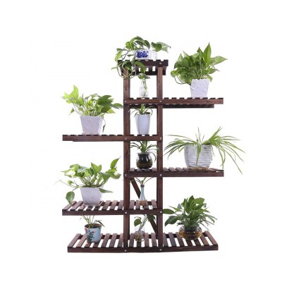 Wooden Carbonized Plant Stand 6 Tier Vertical ladder stander holder